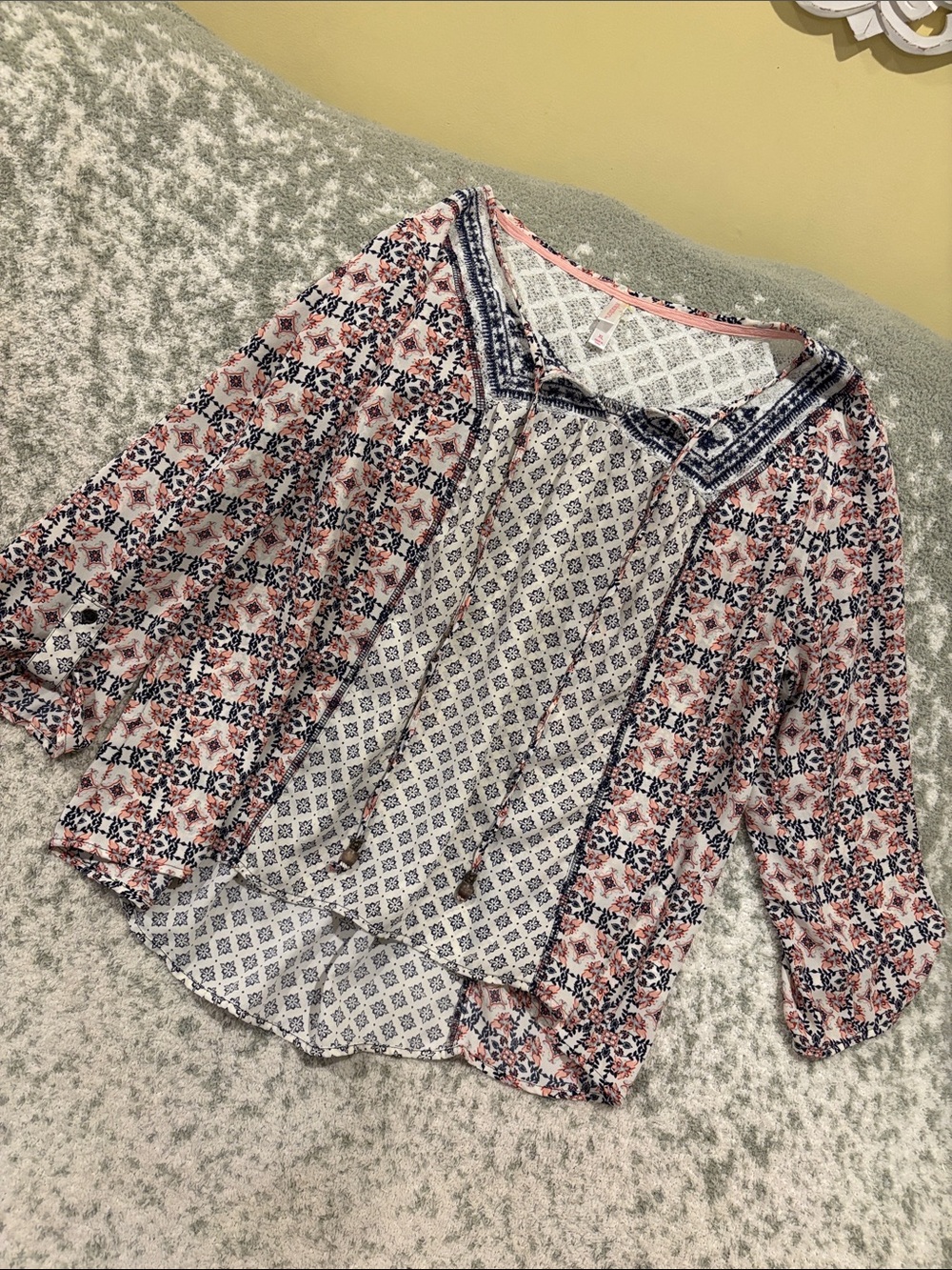 Xhilaration Bohemian Floral Print Peasant Top Womens Size XL NWOT